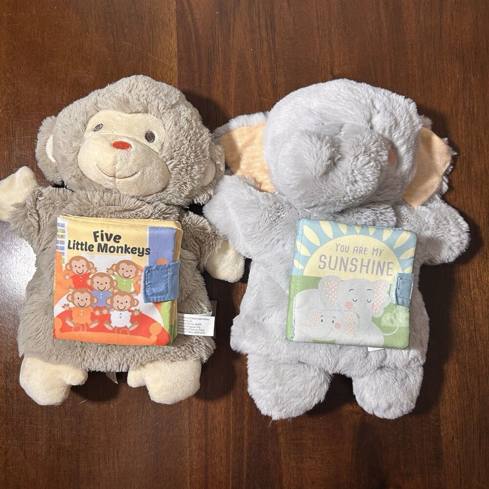 DEMDACO Storytime Plush Elephant You Are My Sunshine, Monkey Five Little Monkeys